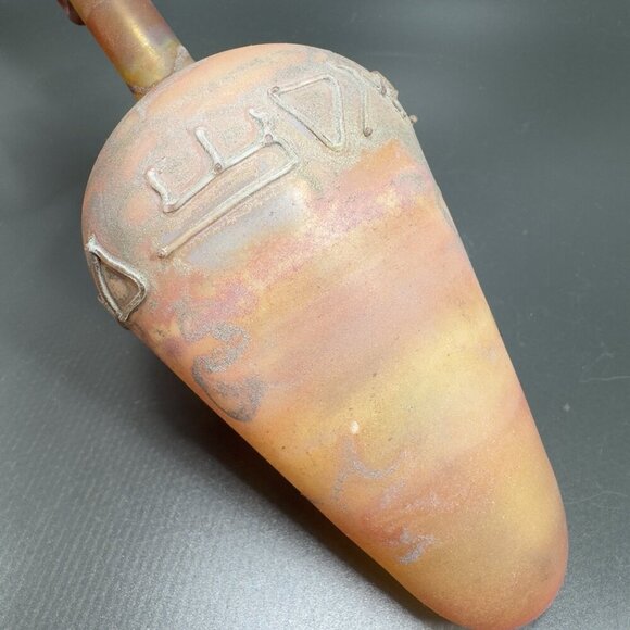 Egyptian Hand Blown Art Glass Vase Bottle Thin Lightweight Scavo Textured Glass - Picture 10 of 16